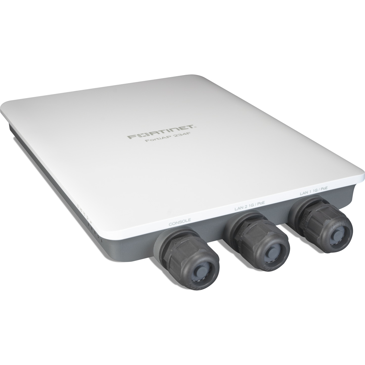 FortiAP-234F Outdoor Wirelss AP - Tri radio (802.11 b/g/n/ax 2x2 MU-MIMO, 802.11 a/n/ac/ax 2x2 MU-MIMO and 1x 802.11 a/b/g/n/ac Wave 2, 1x1 ), internal antennas, 2x 10/100/1000 RJ45 port, BT/BLE, Console Port (RJ45). Pole/wall mount kit and  [FAP-234F-EO]