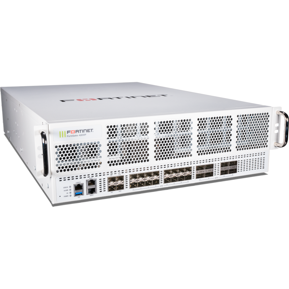 FortiGate-4200F-DC 8x 100GE/40GE QSFP28 slots and 18x 25GE/10GE SFP28 slots, 2 x GE RJ45 Management Ports, SPU NP7 and CP9 hardware accelerated, and 2 DC power supplies [FG-4200F-DC]