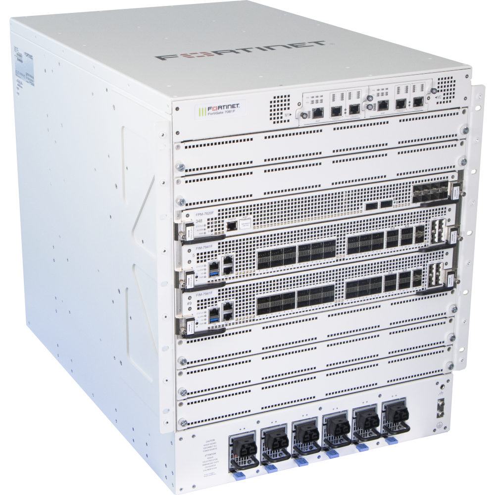 FortiGate-7081F-DC-Chassis FG-7081F-DC chassis with 2x system management module, 6x 2500WDC PSU and 3x FG-7081F FAN module. [FG-7081F-DC-CH]