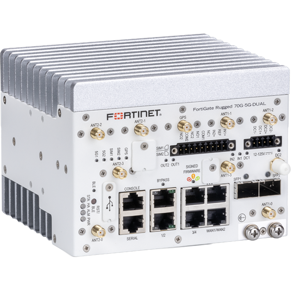 FortiGateRugged-70G-5G-DUAL Hardware plus 1 Year FortiCare Premium and FortiGuard Unified Threat Protection (UTP) [FGR-70G-5G-DUAL-BDL-950-12]
