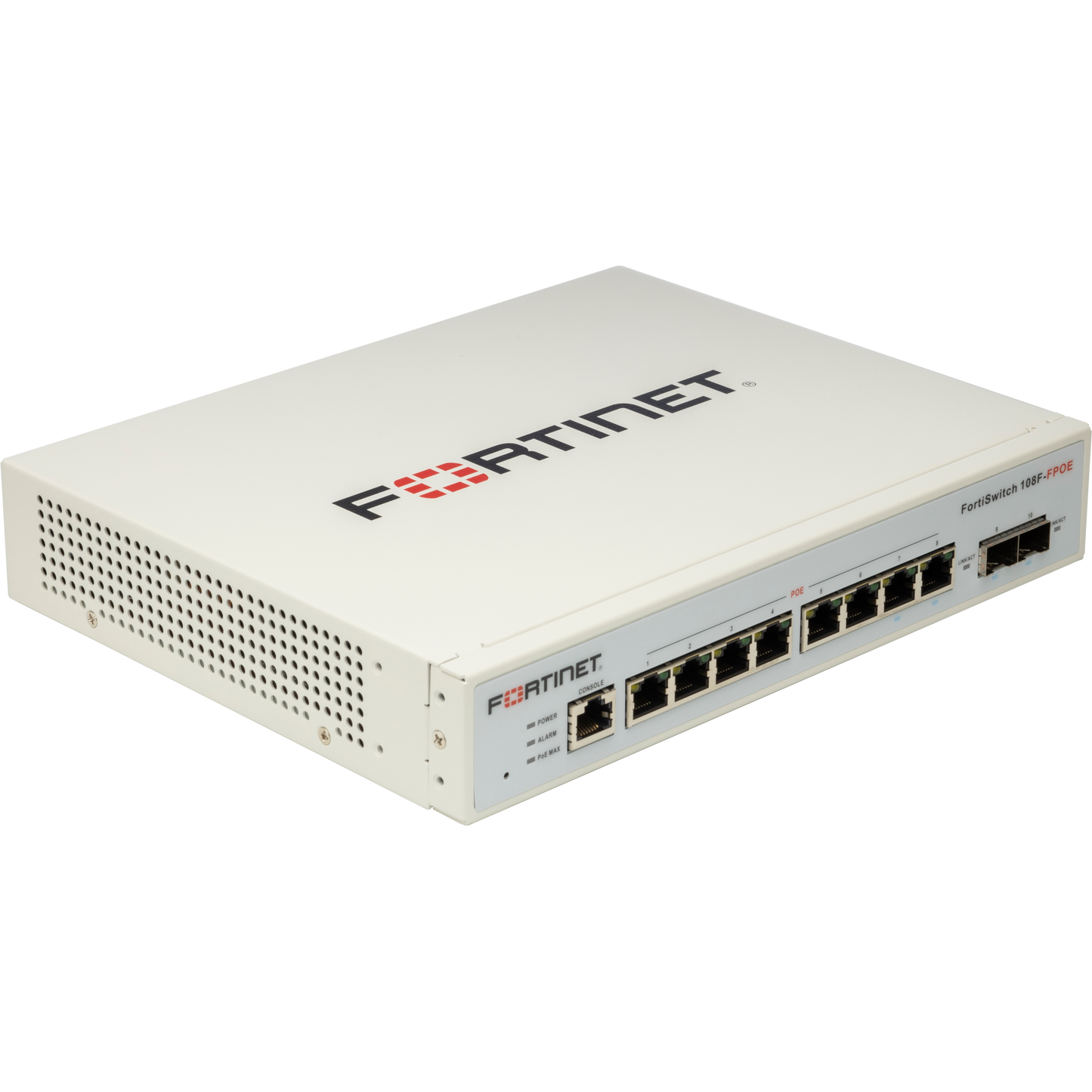 FortiSwitch-108F-FPOE L2+ management switch with 8xGE + 2xSFP + 1xRJ45 console and automatic limited 130W POE [FS-108F-FPOE]