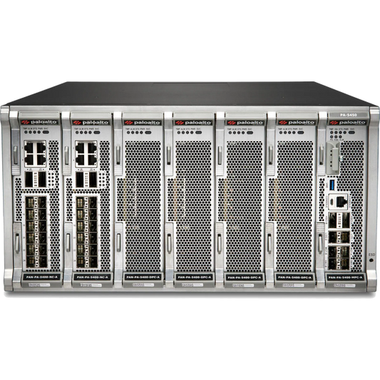 PA-5450 Base AC Hardware Bundle. Includes Chassis, 2xAC power supplies, 4xFans, Base Card, Management Processing Card, and Networking Card, , includes 4 post rack mount kit, for lab use only [PAN-PA-5450-AC-SYS-LAB]